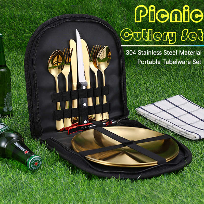 Camping Cooking Meals - 10Pcs Camping Tableware Set 304 Stainless