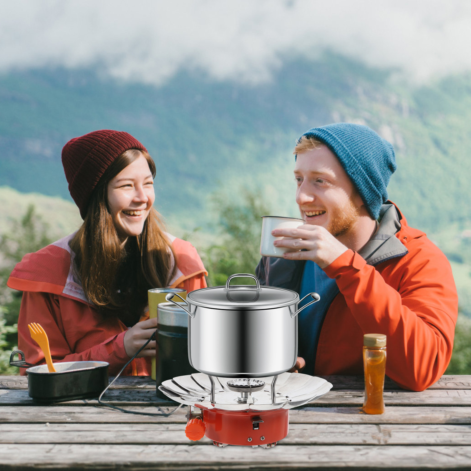 Camping Cooking Range - Portable Mini Lotus Furnace Windproof Outdoor
