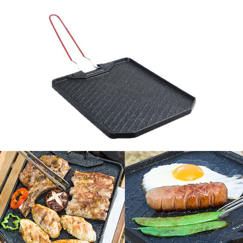 Camping Cooking Plate - Outdoor camping barbecue pan Household non-stick