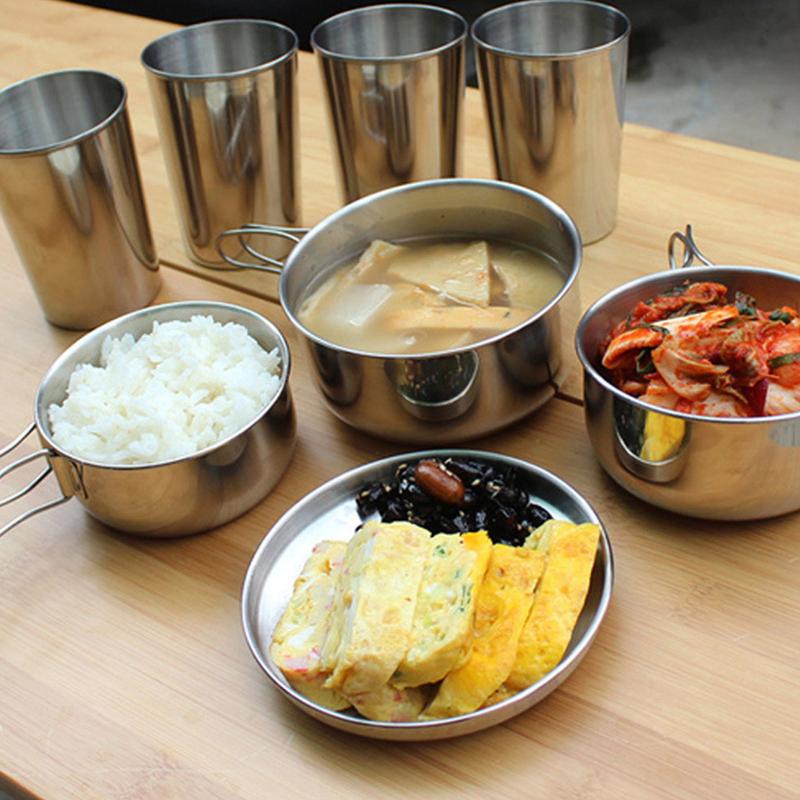 8pcs/set Stainless Steel Outdo - đánh giá và giá Camping Cooking Dishes