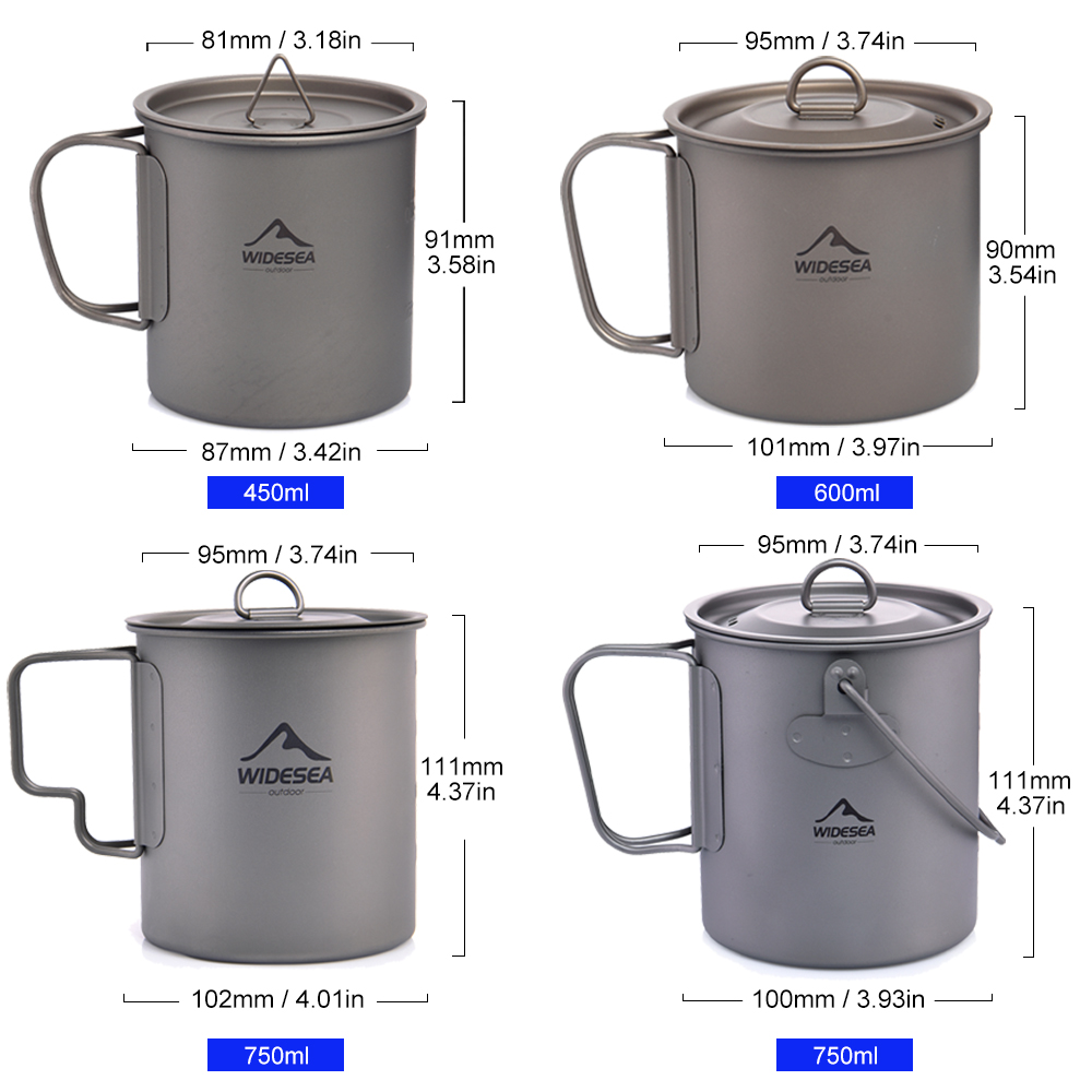 Widesea Camping Mug Titanium C - đánh giá và giá Quechua Camping Cooking Set