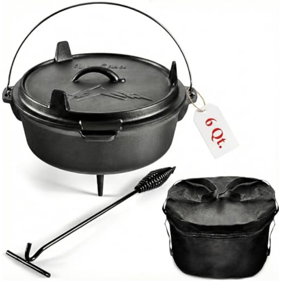 6Qt Cast Iron Camping Dutch Ov - đánh giá và giá Camp Dutch Oven Cast