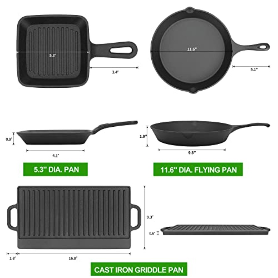 8 Piece Pre-Seasoned Dutch Ove - đánh giá và giá Vintage Camping Cooking Set