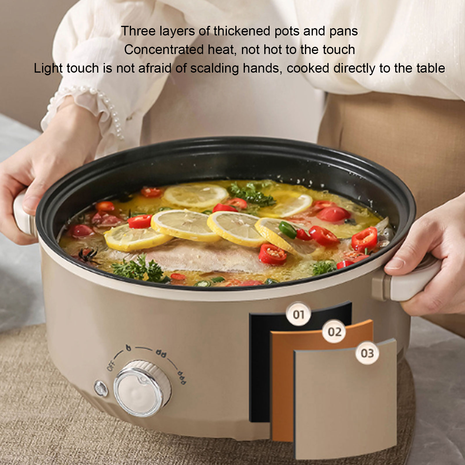 220V Electric Hot Pot 800W 3L  - đánh giá và giá Camping Cooking Electric