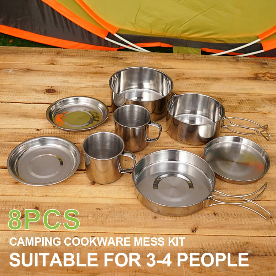 CAOX 8pcs/Set Camping Cookware - đánh giá và giá Camping Cooking Hot Plate