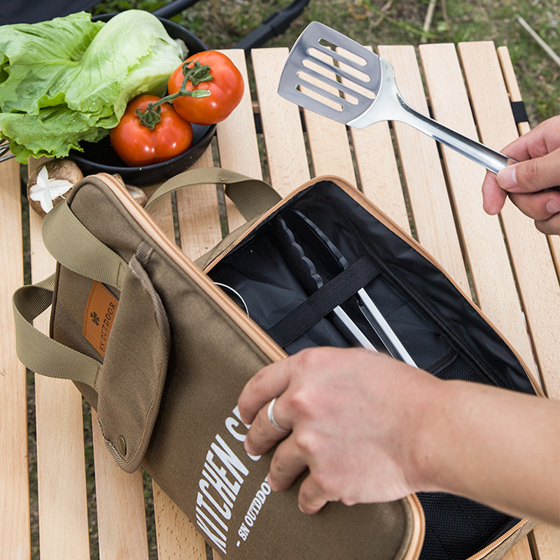 8pcs Camping Kitchen Cookware  - đánh giá và giá Camping Cooking Utensil Bag