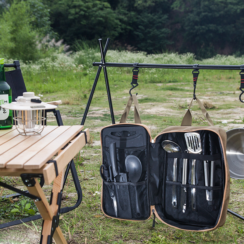 8pcs Camping Kitchen Cookware  - đánh giá và giá Camping Cooking Utensil Bag