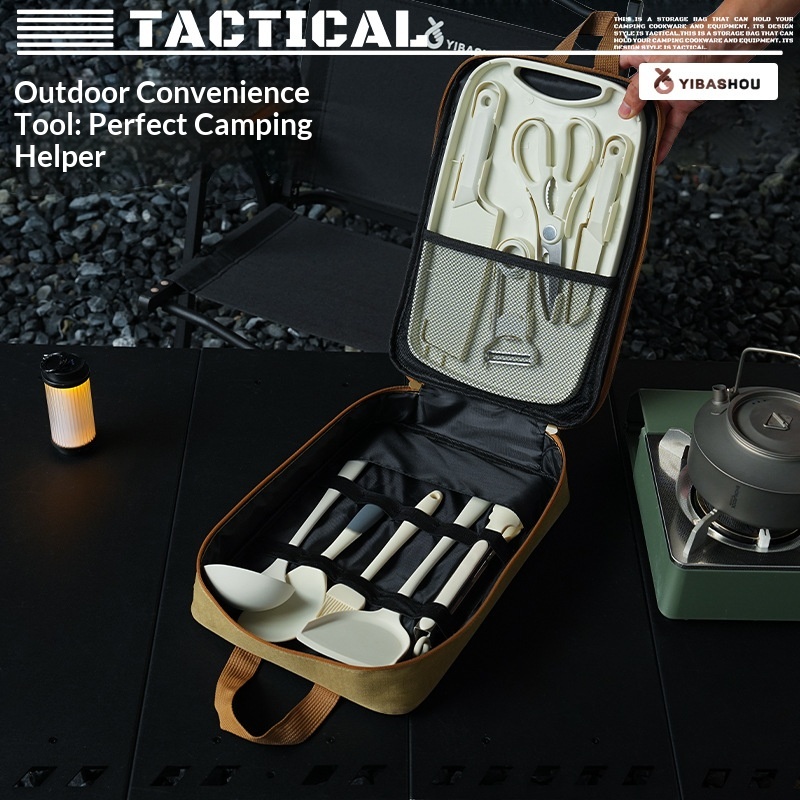 Portable 9Pcs Camping Kitchenw - đánh giá và giá Camping Cooking Utensil Bag