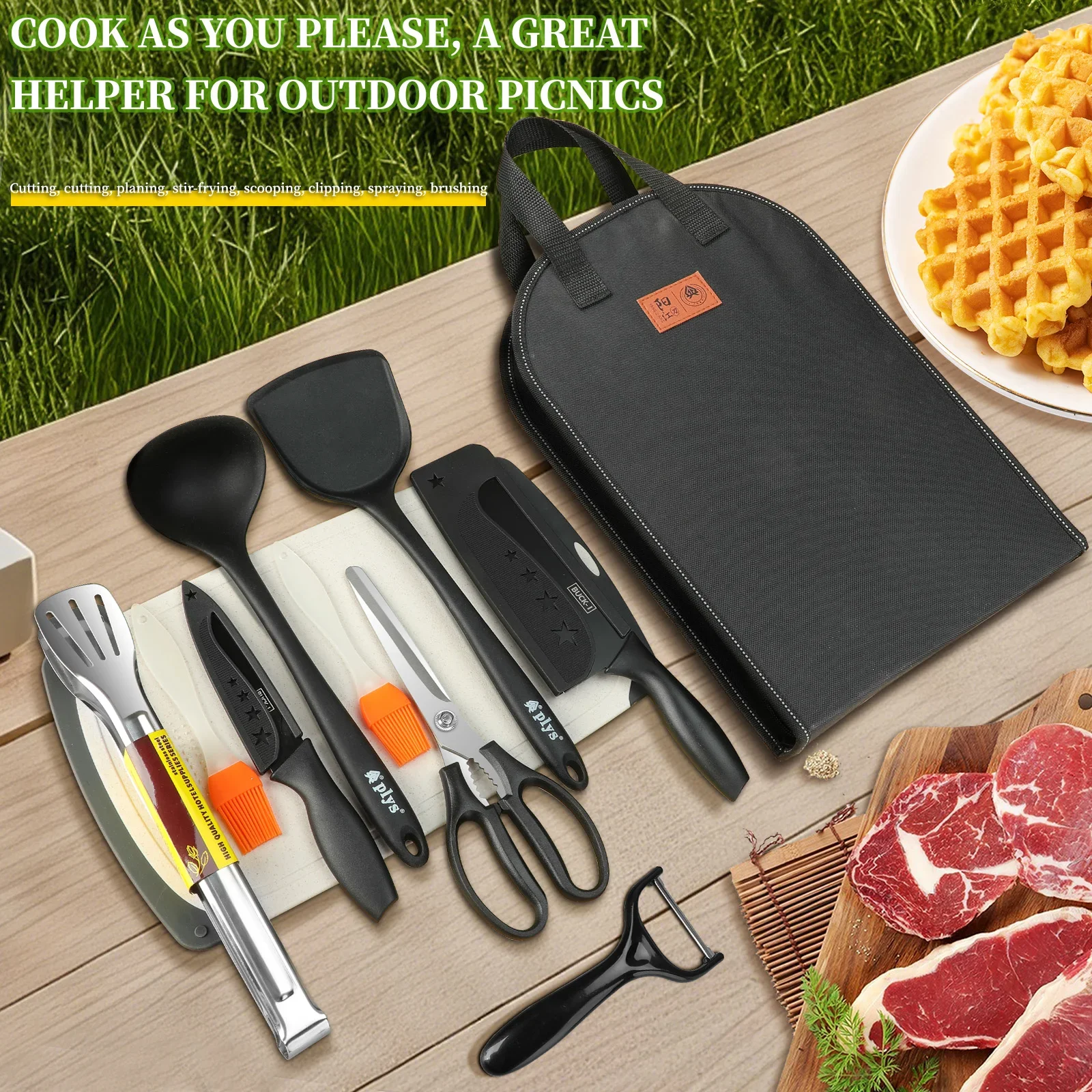Portable outdoor utensils set  - đánh giá và giá Quechua Camping Cooking Set
