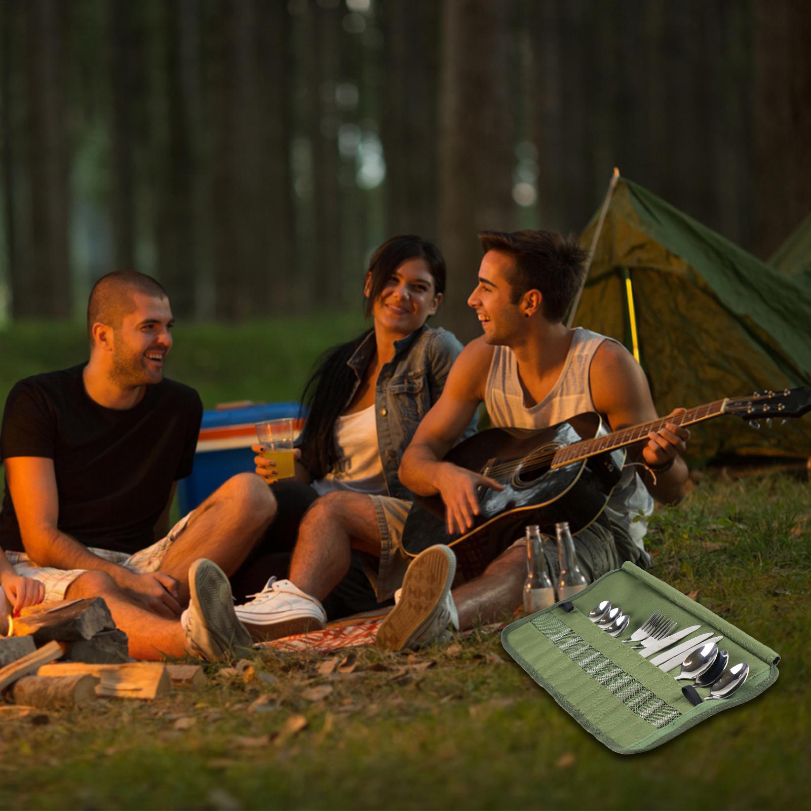 Camping Tableware Roll Bag Kit - đánh giá và giá Quechua Camping Cooking Set