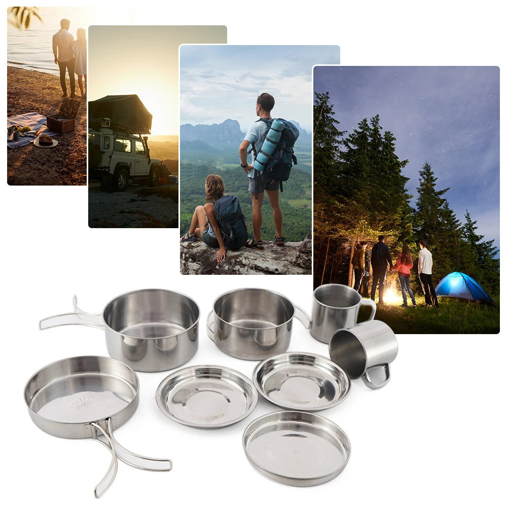 8pcs/Set Camping Cookware Mess - đánh giá và giá Camping Cooking Hot Plate