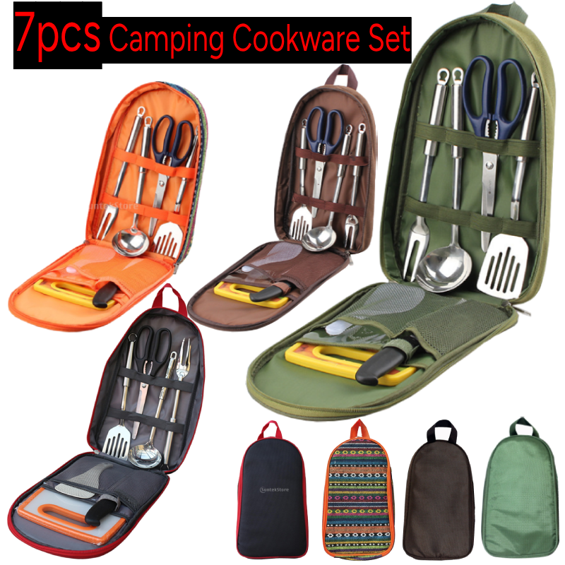 7pcs Camping Kitchen Utensil S - đánh giá và giá Camping Cooking Utensil Bag
