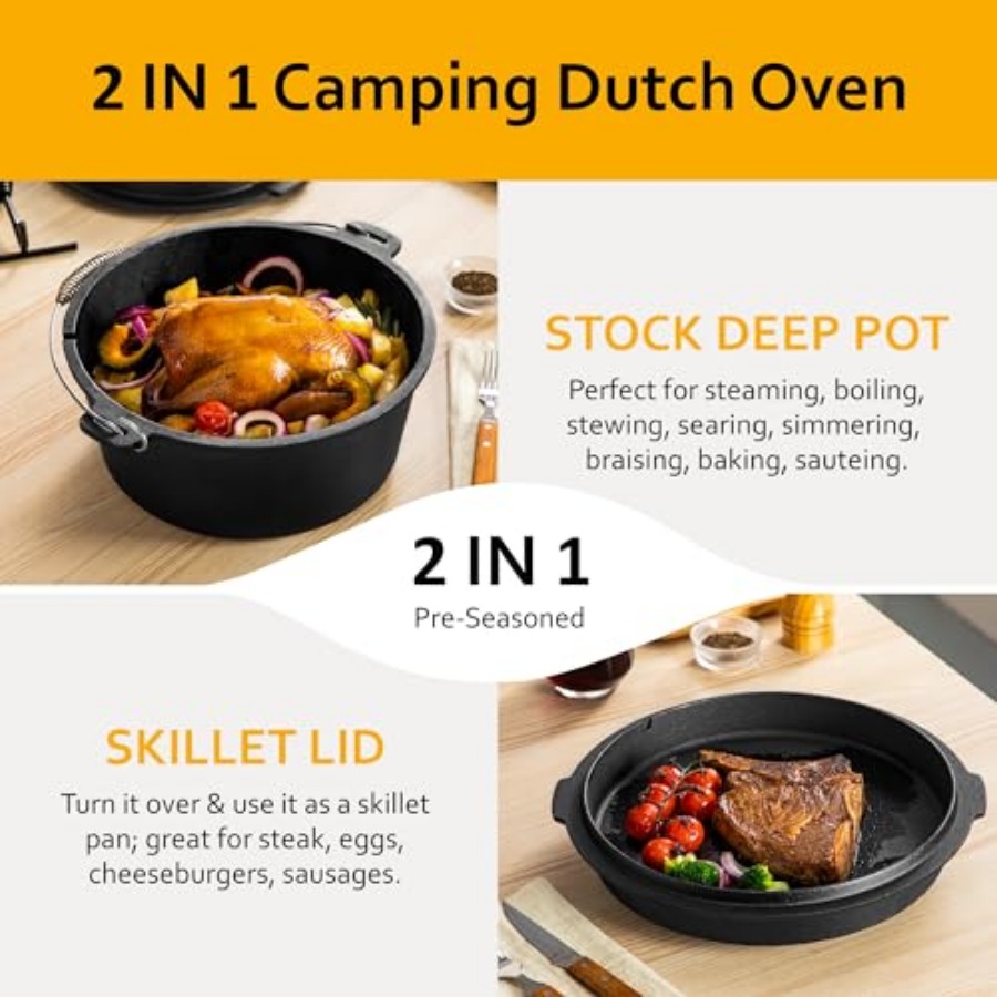 Camping Dutch Oven Pre-Seasone - đánh giá và giá Camp Dutch Oven Cast