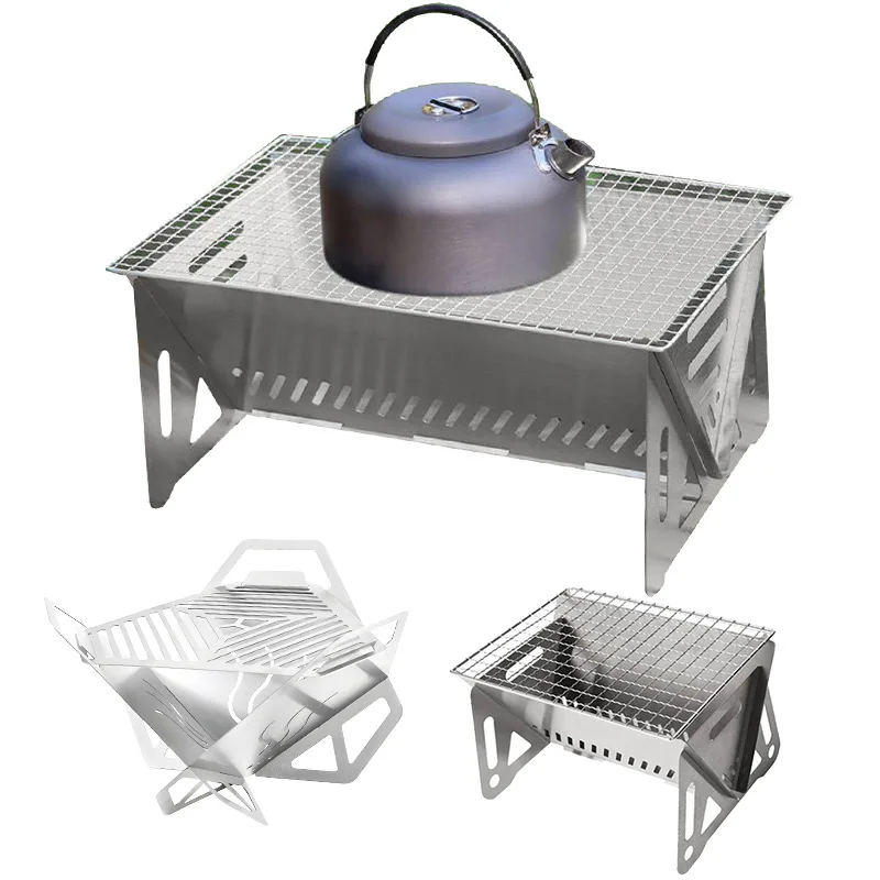 NEW Mini BBQ Grill Stainless S - đánh giá và giá Camping Cooking Gas Stove Portable Tool