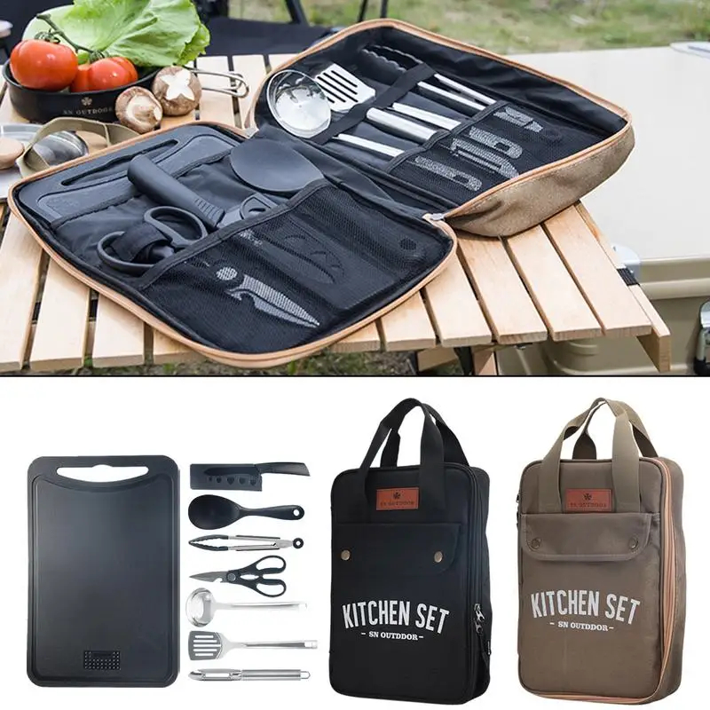 8pcs Camping Kitchen Cookware  - đánh giá và giá Quechua Camping Cooking Set
