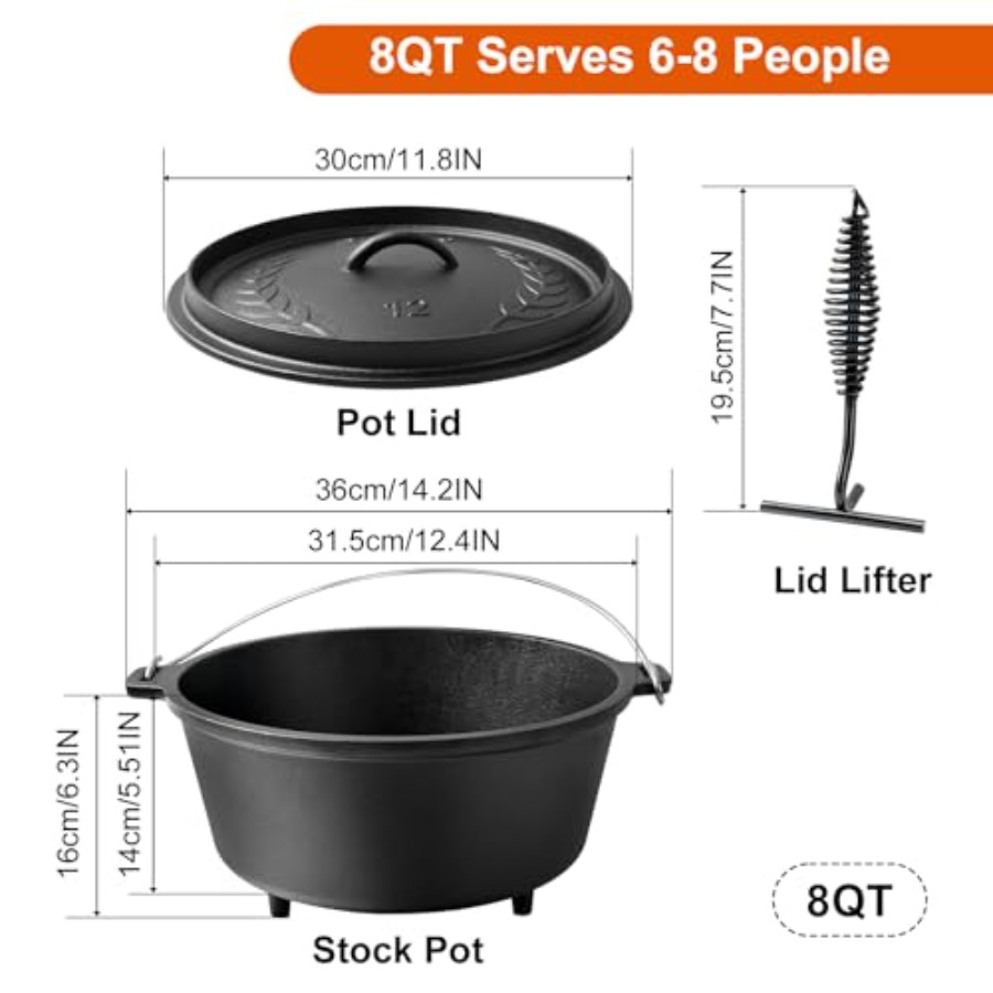 Pre-Seasoned Cast Iron Camp Du - đánh giá và giá Camp Dutch Oven Cast
