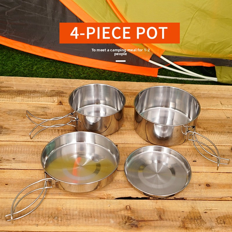 CLS 4-Piece Stainless Steel Ca - đánh giá và giá Quechua Camping Cooking Set