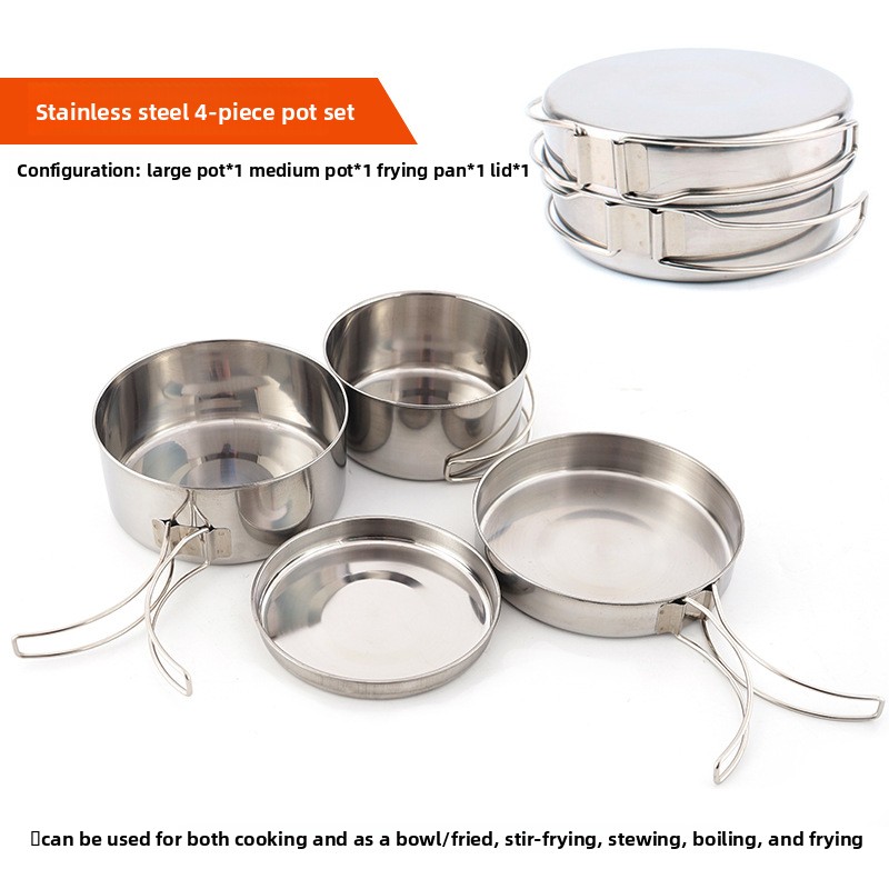 CLS 4-Piece Stainless Steel Ca - đánh giá và giá Quechua Camping Cooking Set