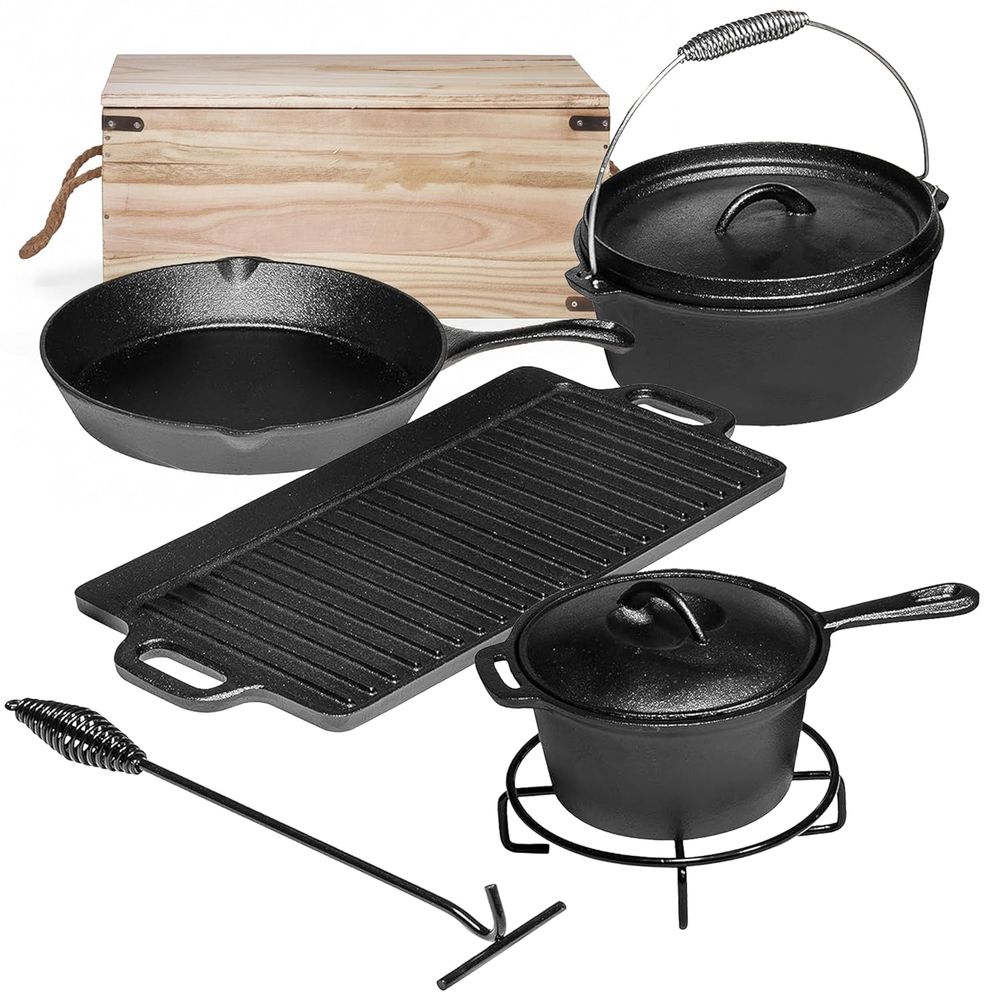 Pre-Seasoned Cast Iron Camping - đánh giá và giá Camp Dutch Oven Cast