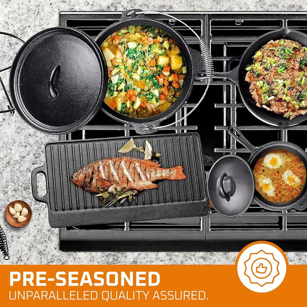 Pre-Seasoned Cast Iron Camping - đánh giá và giá Camp Dutch Oven Cast