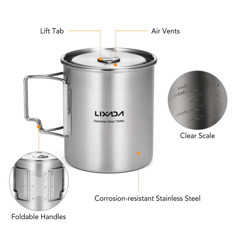 Lixada 750ml Cup Outdoor Stain - đánh giá và giá Camping Cooking Utensil Bag