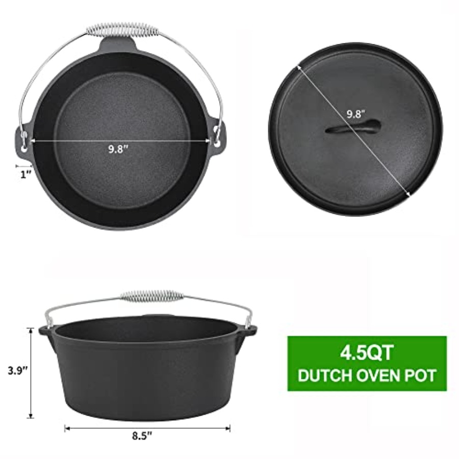 8 Piece Pre-Seasoned Dutch Ove - đánh giá và giá Vintage Camping Cooking Set