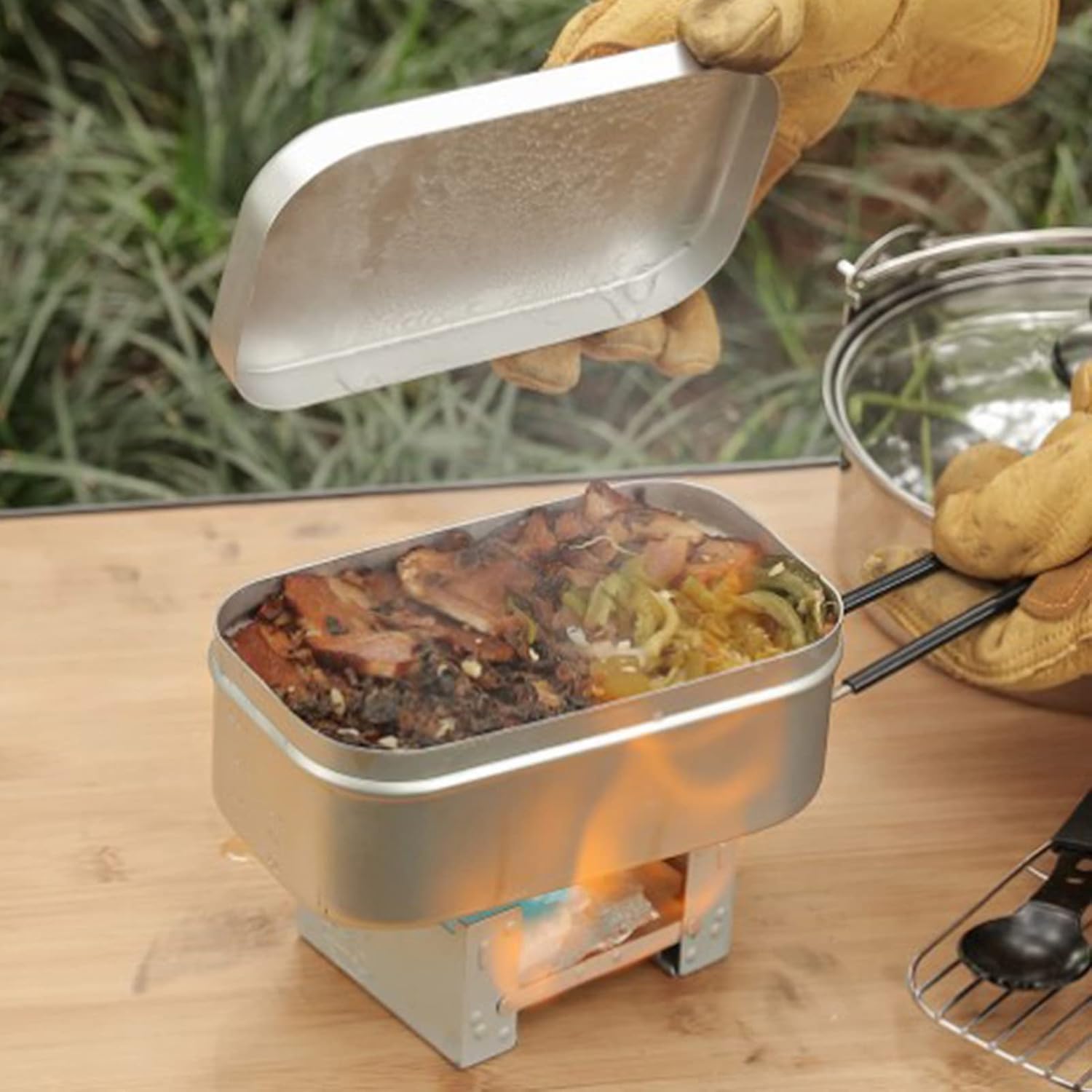 Foldable Bento Box Handle, Lun - đánh giá và giá Camping Outdoor Cooking Set