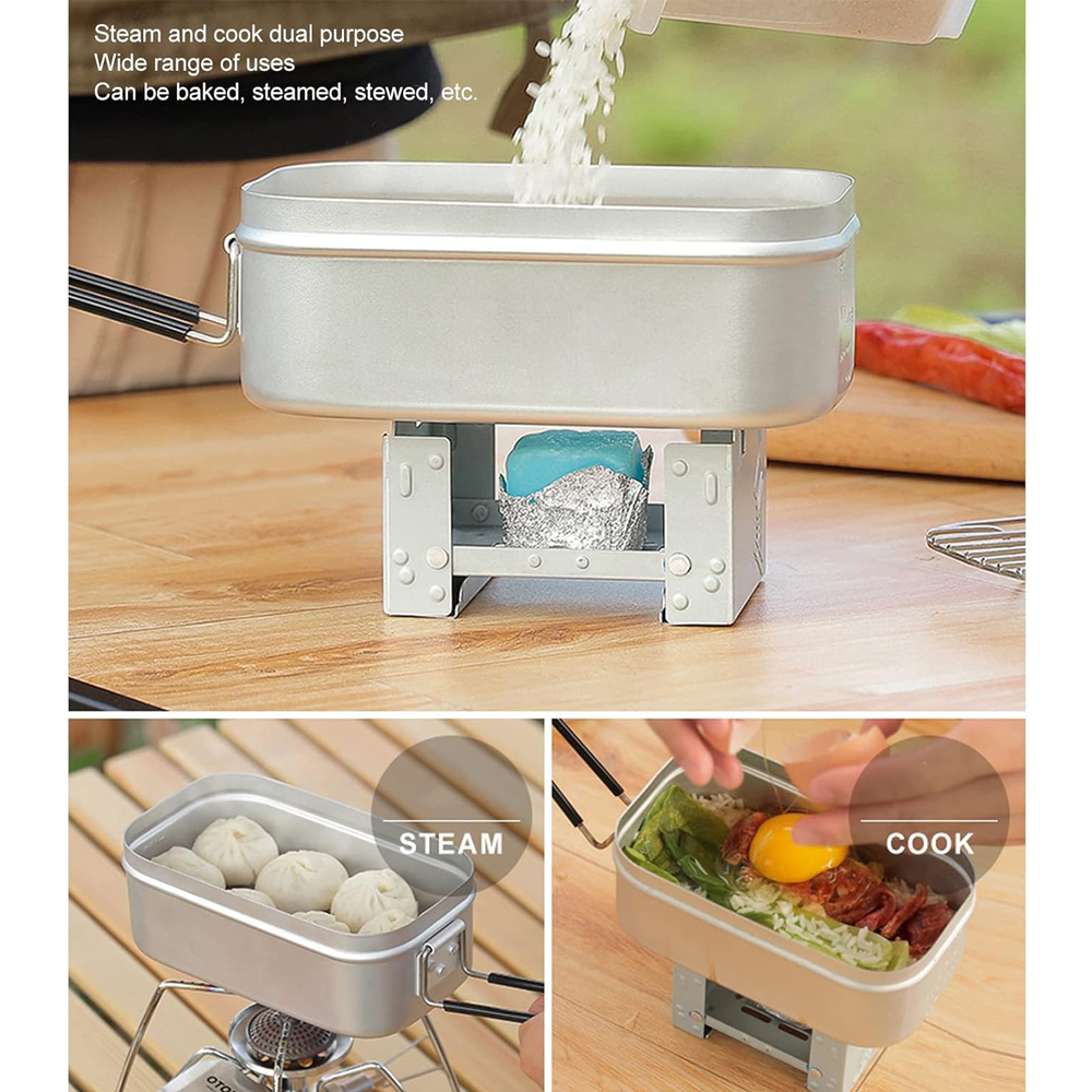 Foldable Bento Box Handle, Lun - đánh giá và giá Camping Outdoor Cooking Set