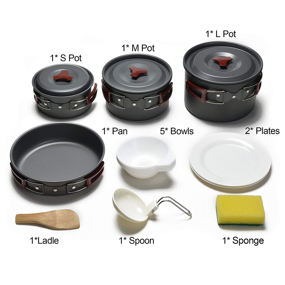 Outdoor Camping Cookware Kit N - đánh giá và giá Camping Cooking Dishes