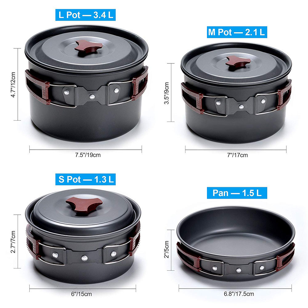 Outdoor Camping Cookware Kit N - đánh giá và giá Camping Cooking Dishes