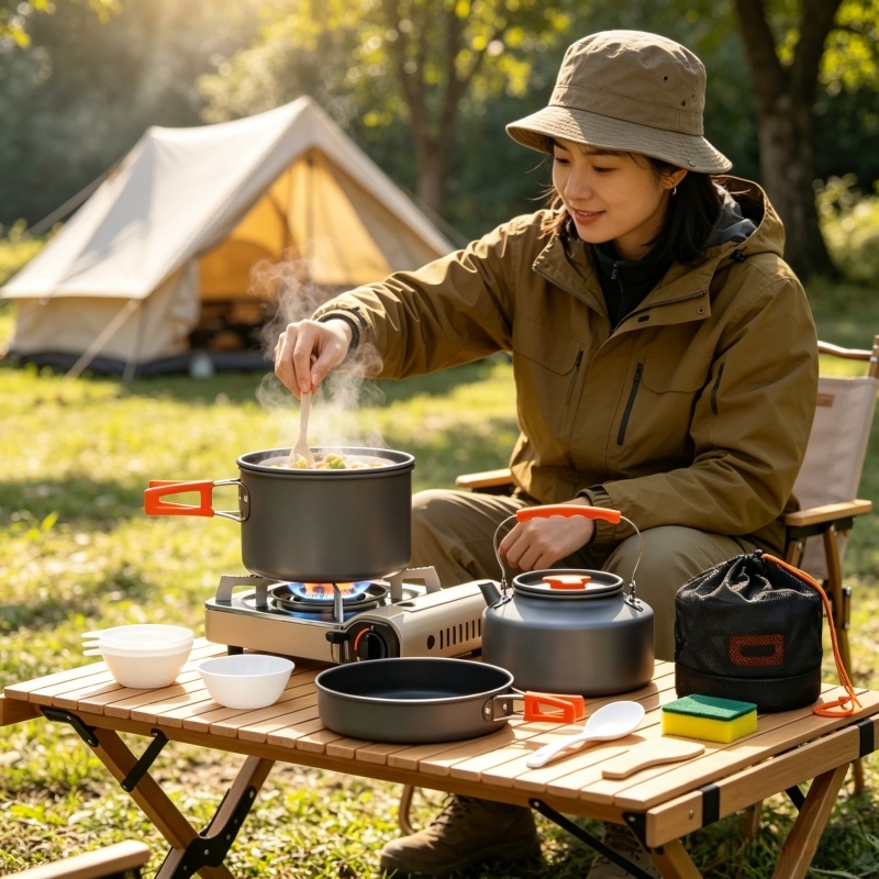 Camping Cookware Set Outdoor P - đánh giá và giá Quechua Camping Cooking Set