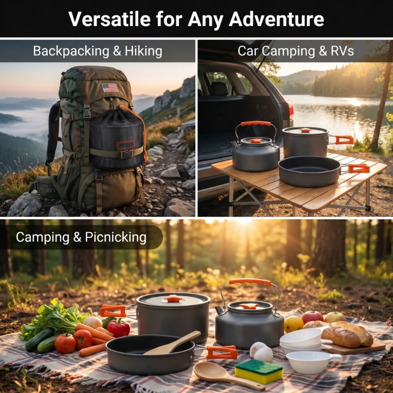 Camping Cookware Set Outdoor P - đánh giá và giá Quechua Camping Cooking Set
