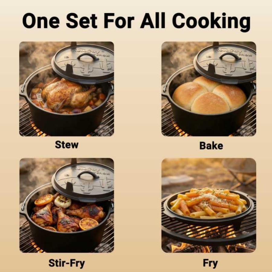 6.3qt Cast Iron Camping Dutch  - đánh giá và giá Camp Dutch Oven Cast