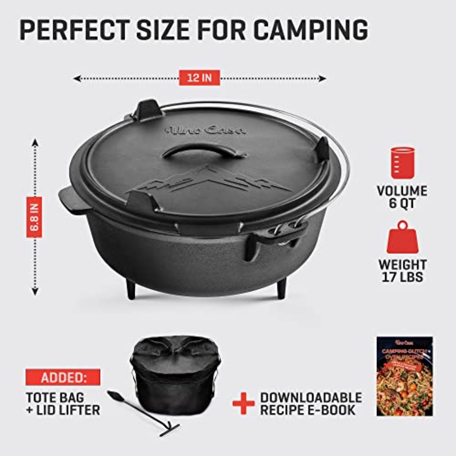 6Qt Cast Iron Camping Dutch Ov - đánh giá và giá Camp Dutch Oven Cast