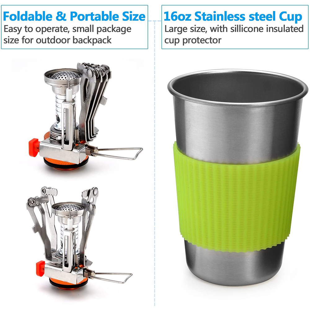 Camping Cookware Kit with Stov - đánh giá và giá Camping Cooking Utensil Bag