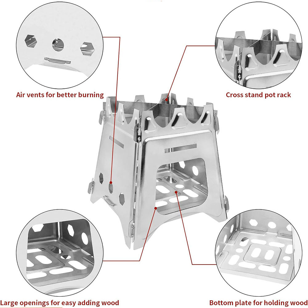 Portable Camping Wood Stove wi - đánh giá và giá Camping Cooking Grate